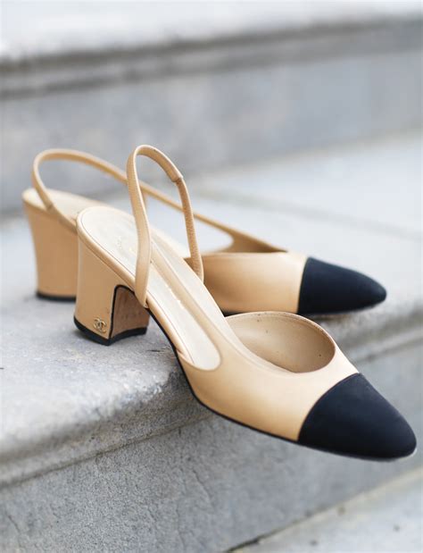 chanel slingback pumps black|Chanel pumps.